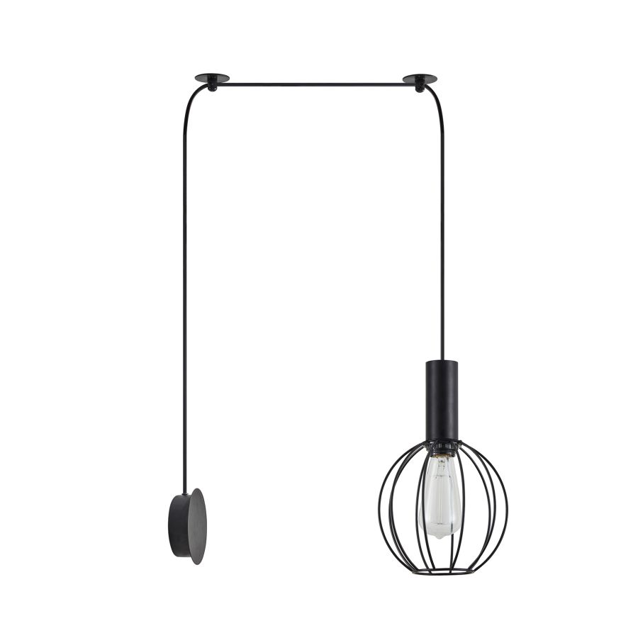 SE21-BL-4-NM1W-GR2 ADEPT TUBE Black Matt Wall Lamp Black Metal Grid+ HOMELIGHTING 77-8814