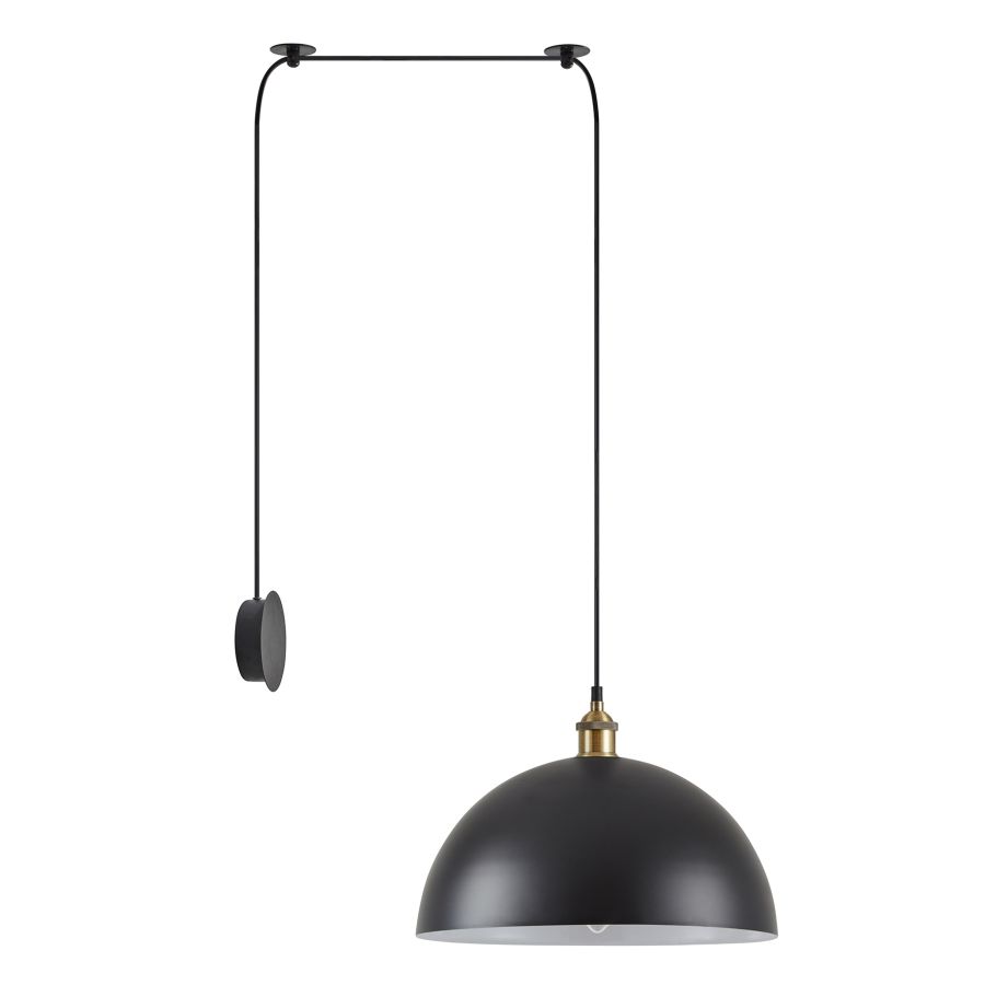 SE21-BR-10-BL1W-MS40 MAGNUM Bronze Metal Wall Lamp with Black Fabric Cable and Metal Shade+ HOMELIGHTING 77-8884