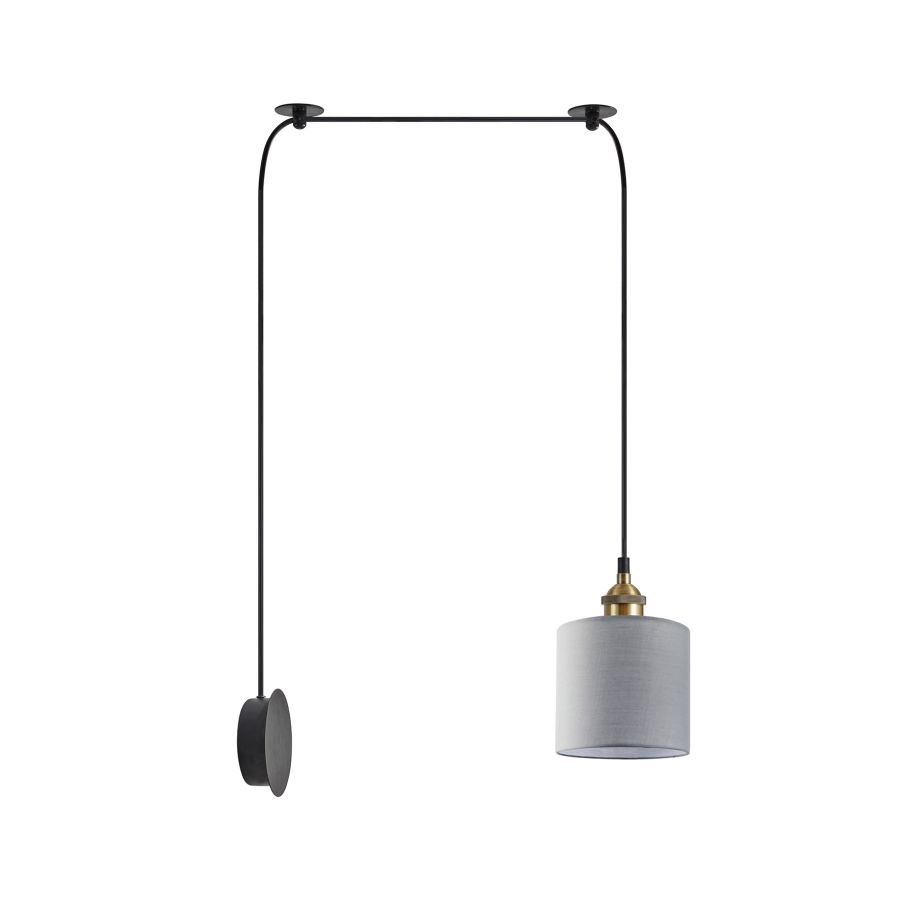 SE21-BR-10-BL1W-SH2 MAGNUM BRONZE Grey Fabric Wall Lamp+ HOMELIGHTING 77-8892