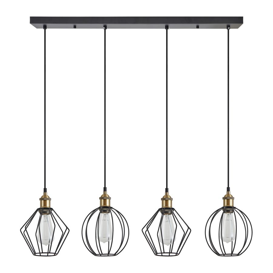 SE21-BR-10-4BL-GR12 MAGNUM FLEX Bronze Metal Pendant Black Metal Grid+ HOMELIGHTING 77-8967
