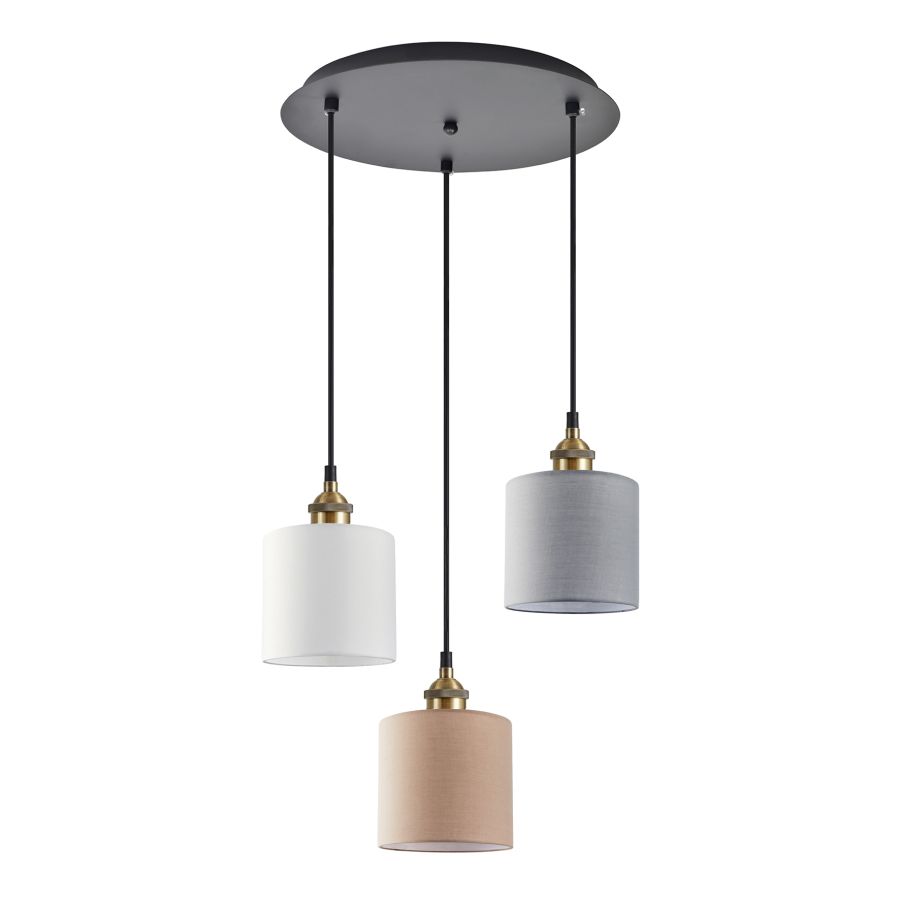 SE21-BR-10-3BL-SH123 MAGNUM FLEX White, Grey,Brown Shade Pendant + HOMELIGHTING 77-9030