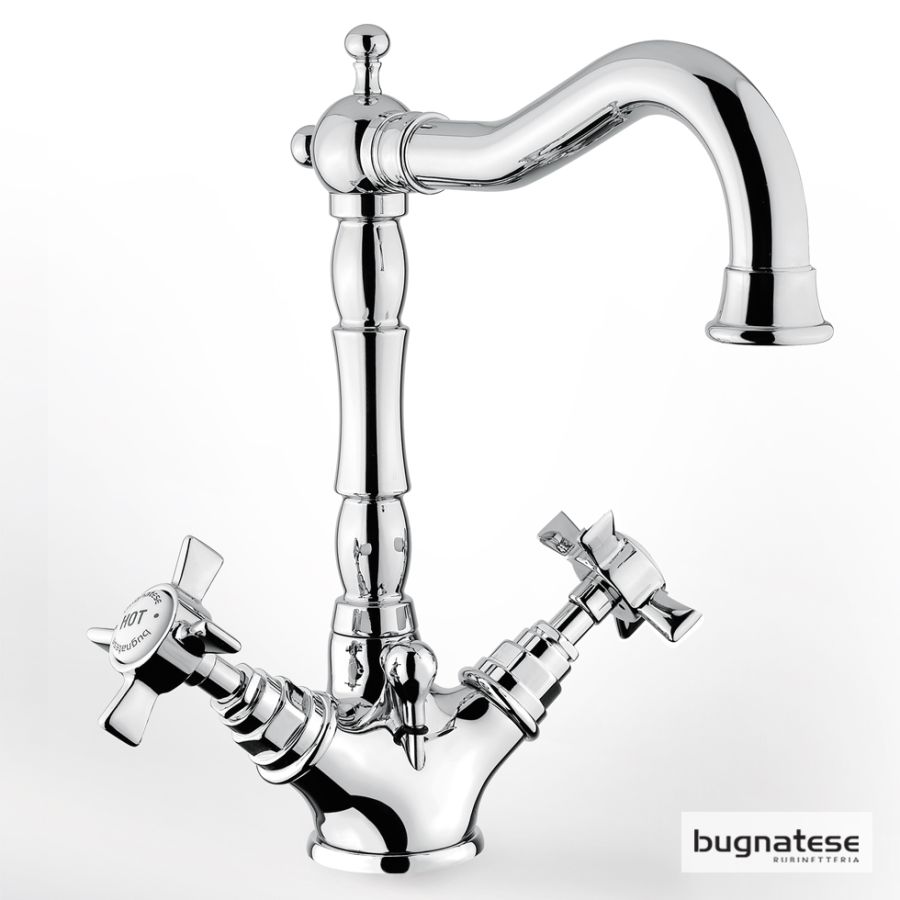 Μπαταρία Νιπτήρα με Αυτόματη Βαλβίδα Princeton Bugnatese Chrome 834-100