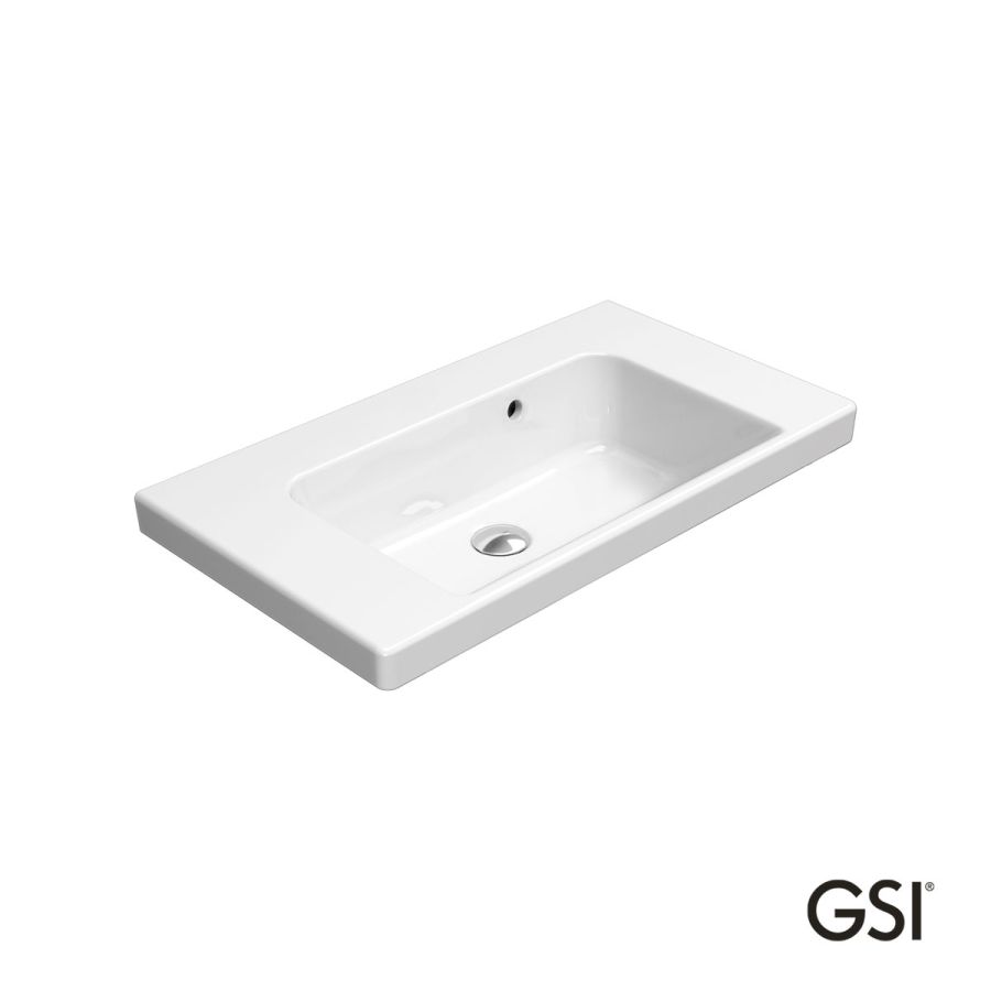 Νιπτήρας Πορσελάνης Norm 70x40 Χωρίς Οπή Μπαταρίας (1 προχαραγμένη) GSI White 8632-300