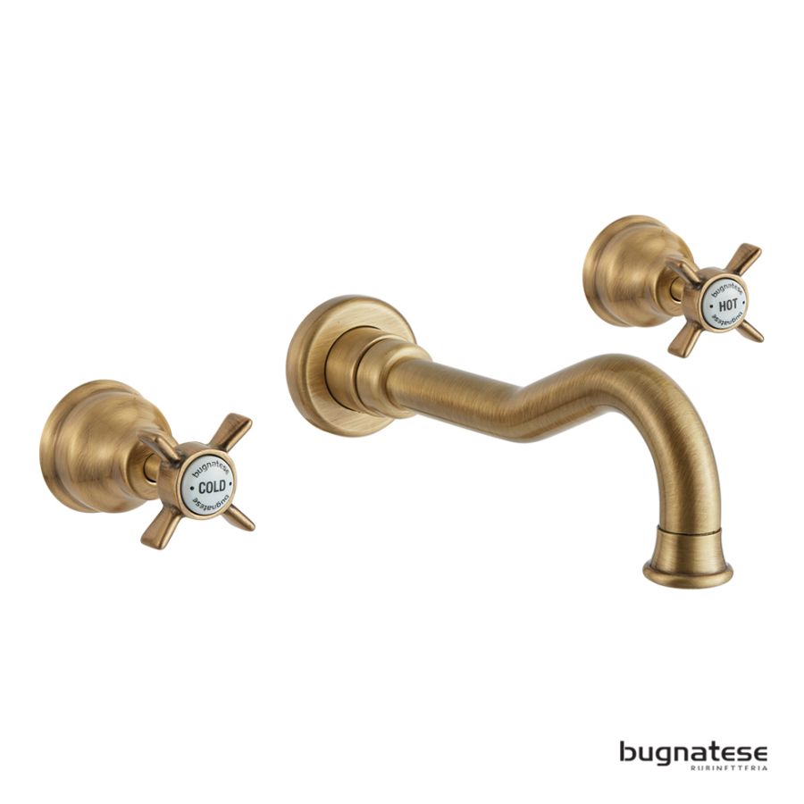 Μπαταρία Νιπτήρα Τοίχου 3 οπών Princeton Bugnatese Bronze 869-220