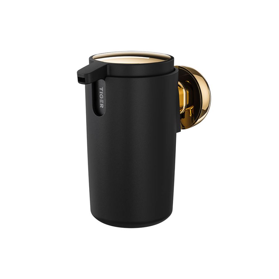 Tiger Cooper Δοχείο Κρεμοσάπουνου Επιτοίχιο 175 ml Black / Polished gold 800564 800564