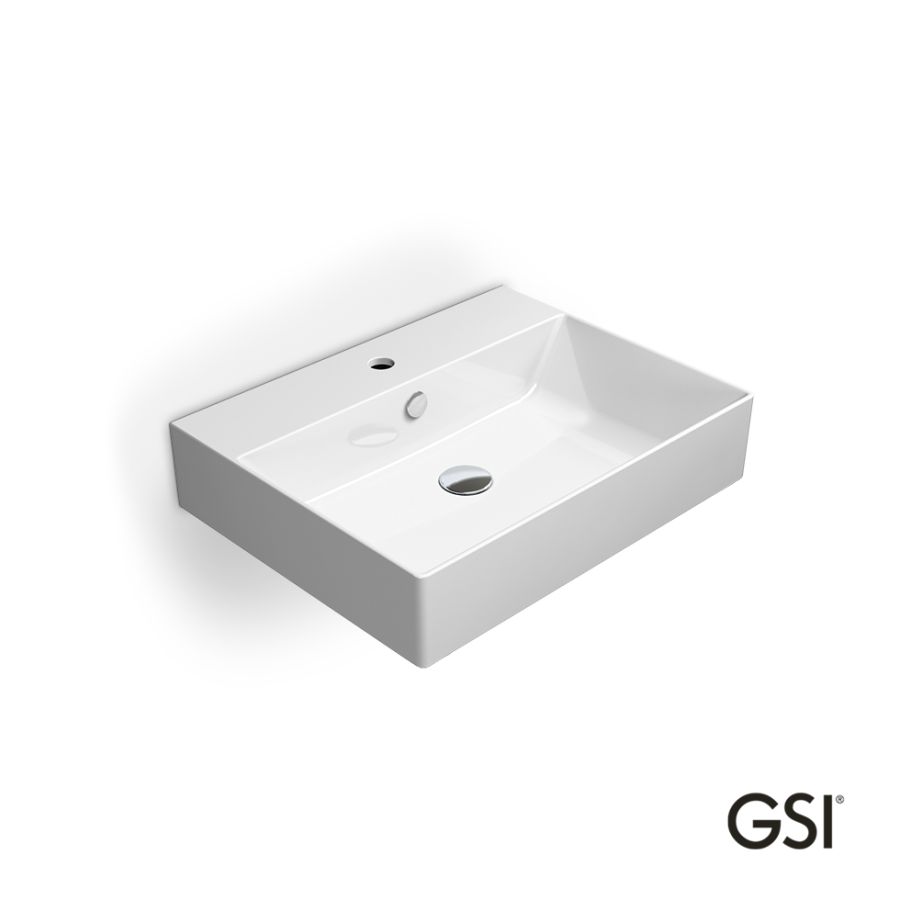 Νιπτήρας Πορσελάνης Kube-X 60x47 (1 οπή+2 προχ.) GSI White 9431-300