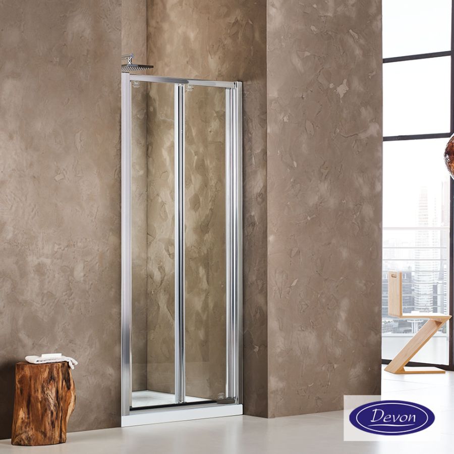 Πτυσσόμενη πόρτα καμπίνας ντουζιέρας Primus-Plus Bi-fold 100 ρυθμιζόμενη από 95,5 έως 99,5 εκ., Devon Clear Chrome BI100T-100