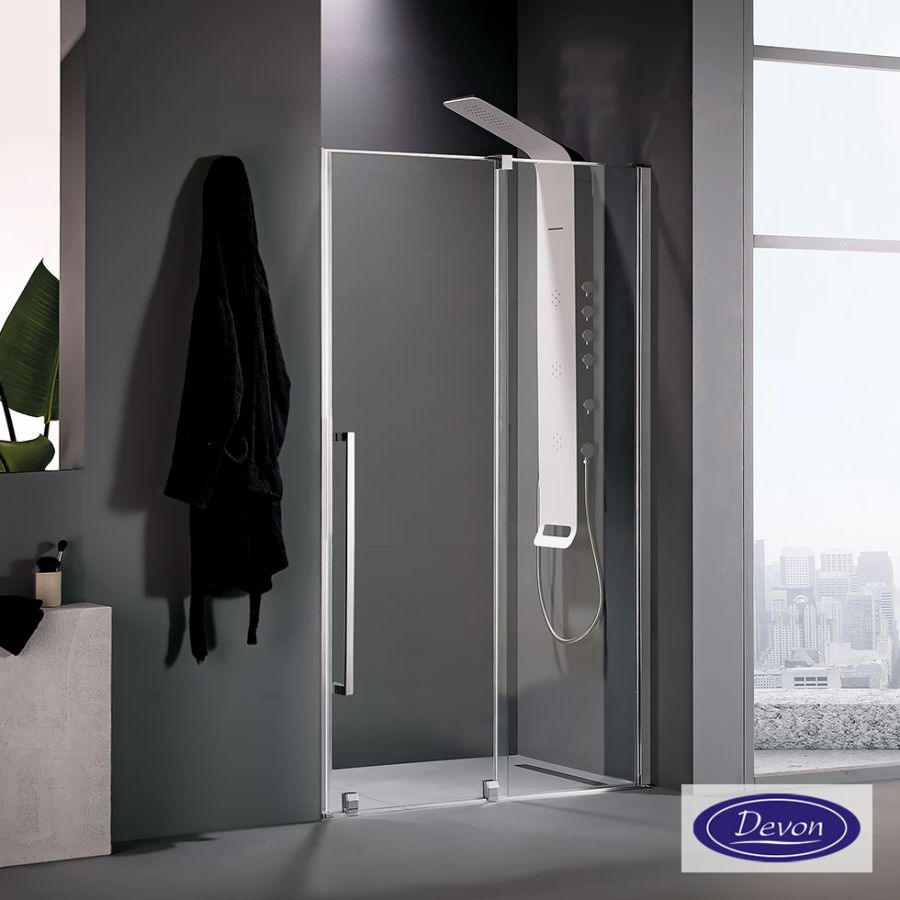 Συρόμενη πόρτα καμπίνας ντουζιέρας Breeze 140 ύψους 200εκ.  ρυθμιζόμενη από 137 έως 141εκ. Devon Clean Glass Chrome BSL140C-100