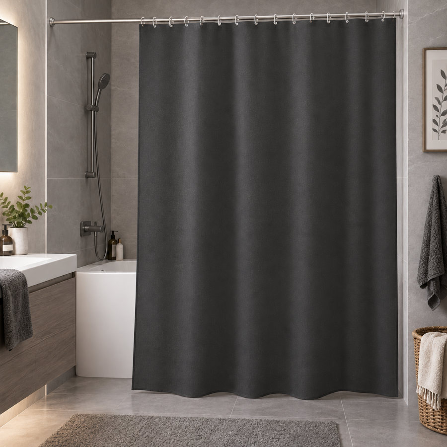 Κουρτίνα Μπάνιου 180x180cm PEVA Μαύρη με Μεταξωτή Υφή MRShome  DC-025015