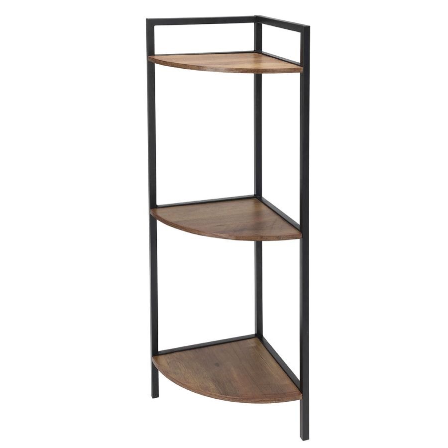 Γωνιακή Ραφιέρα με 3 Ράφια Iron/MDF 23.5x23.5x76cm MRShome  DF-0033000