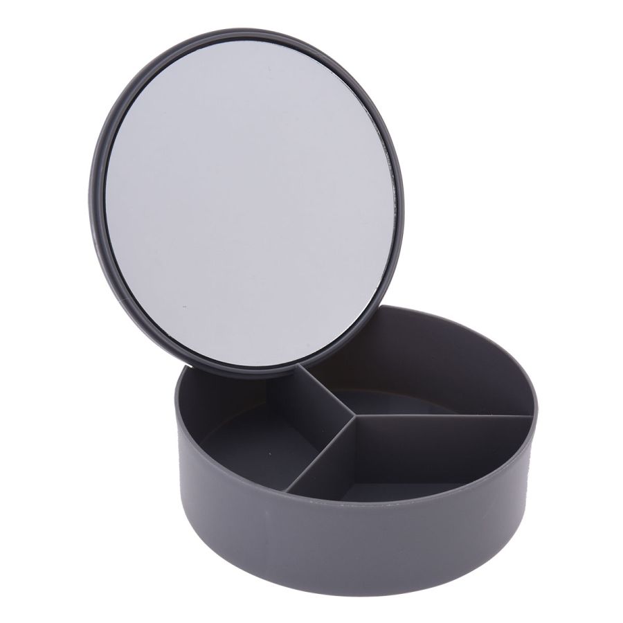 Κουτί Αποθήκευσης PP με Καθρέπτη Φ15x5.5cm Cool Grey-10C MRShome DF-0060002