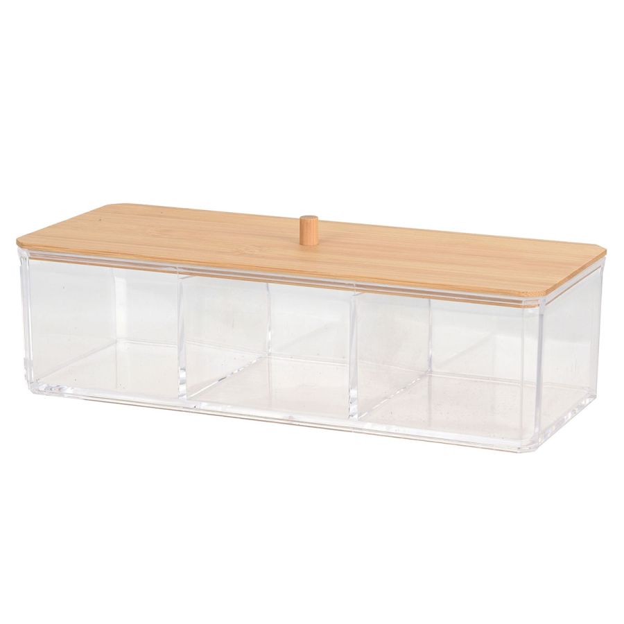 Κουτί Αποθήκευσης Καλλυντικών από PS/Bamboo 23x9.5x6.5cm MRShome  DF-0065000