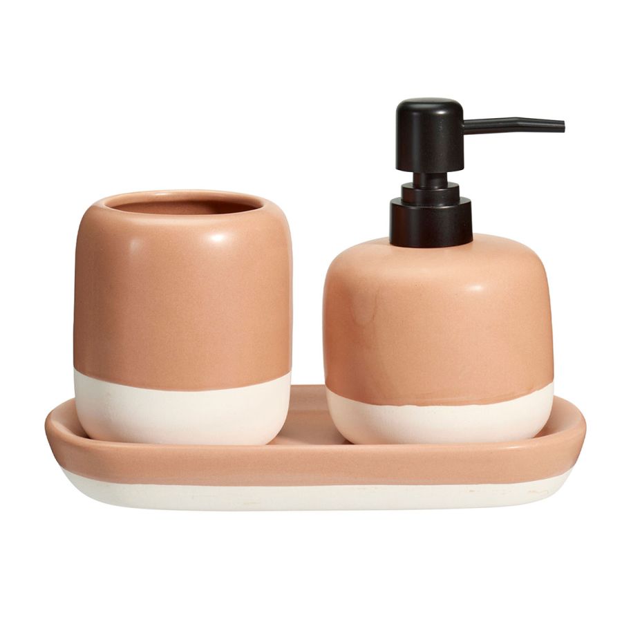 Σετ Μπάνιου από Δολομίτη με PP 3 Τεμαχίων Pink 7613 MRShome  DF-0067001