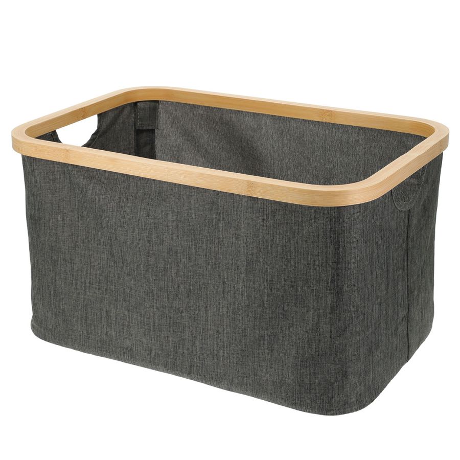Καλάθι Αποθήκευσης Polyester με Bamboo 45x30x24.5cm Deep Grey MRShome DF-0072000