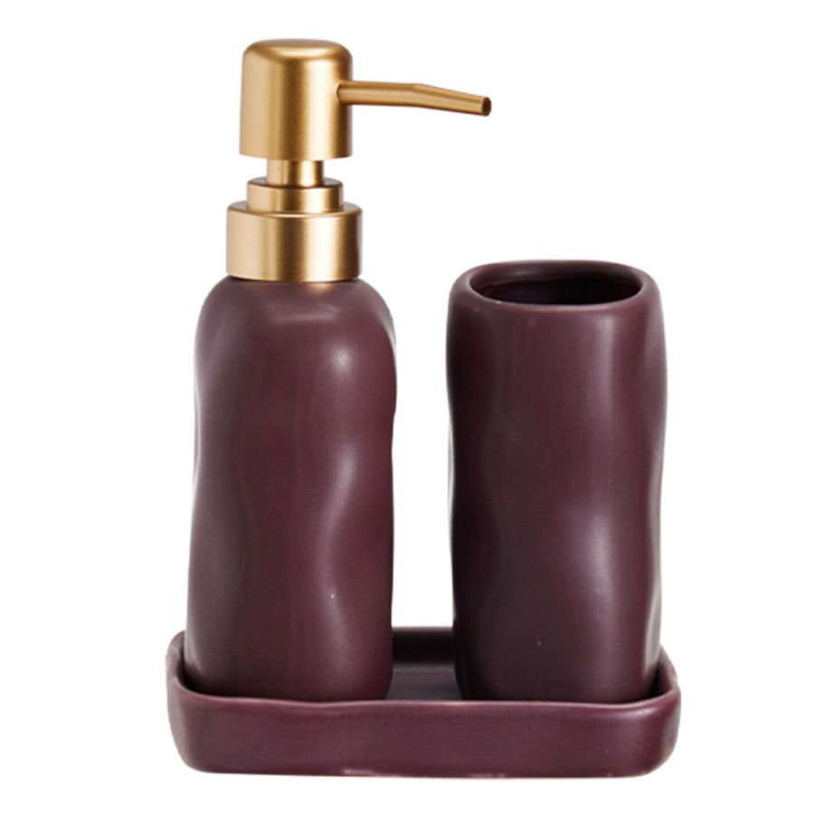 Σετ Μπάνιου Stoneware 3 Τεμαχίων Aubergine 7428U MRShome  DF-0093001