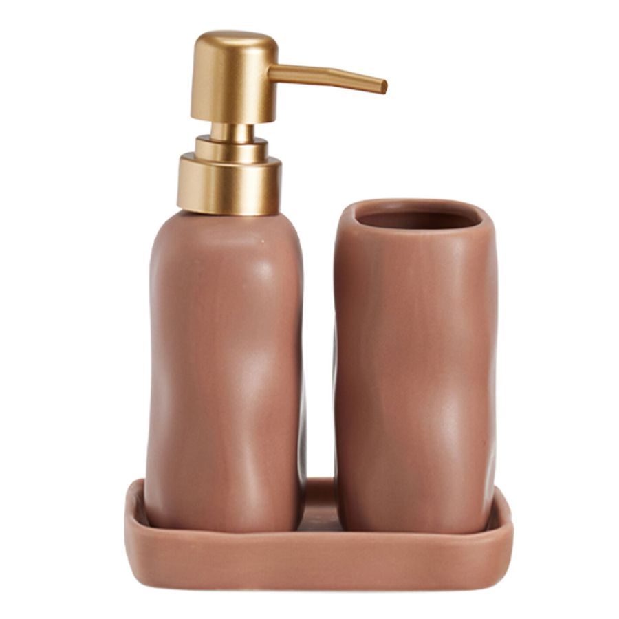 Σετ Μπάνιου Stoneware 3 Τεμαχίων Pink 7631U MRShome  DF-0093002