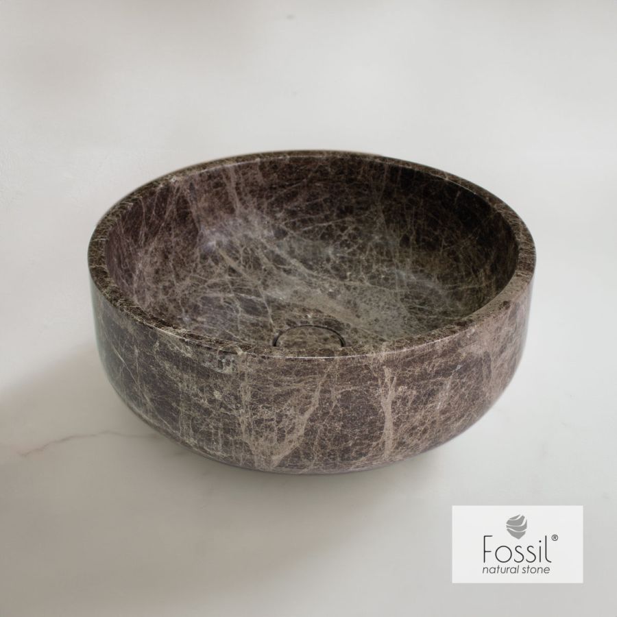 Νιπτήρας Μαρμάρινος Thalo Φ33 h.12.5 Fossil Emperador Dark DR33-523
