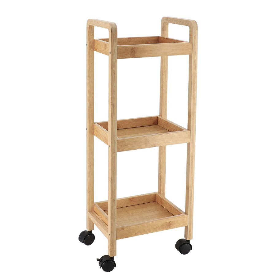 Ραφιέρα Bamboo/MDF με 3 Ράφια Φυσική με Ροδάκια 28.5x21x79cm MRShome DS-1130000