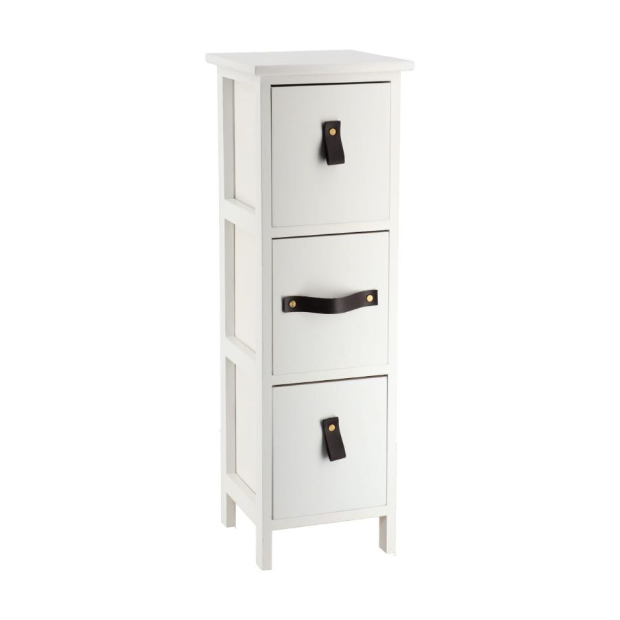 Συρταριέρα MDF με 3 Συρτάρια με Λαβές Λευκό 25x25x77cm MRShome  DS-1133000
