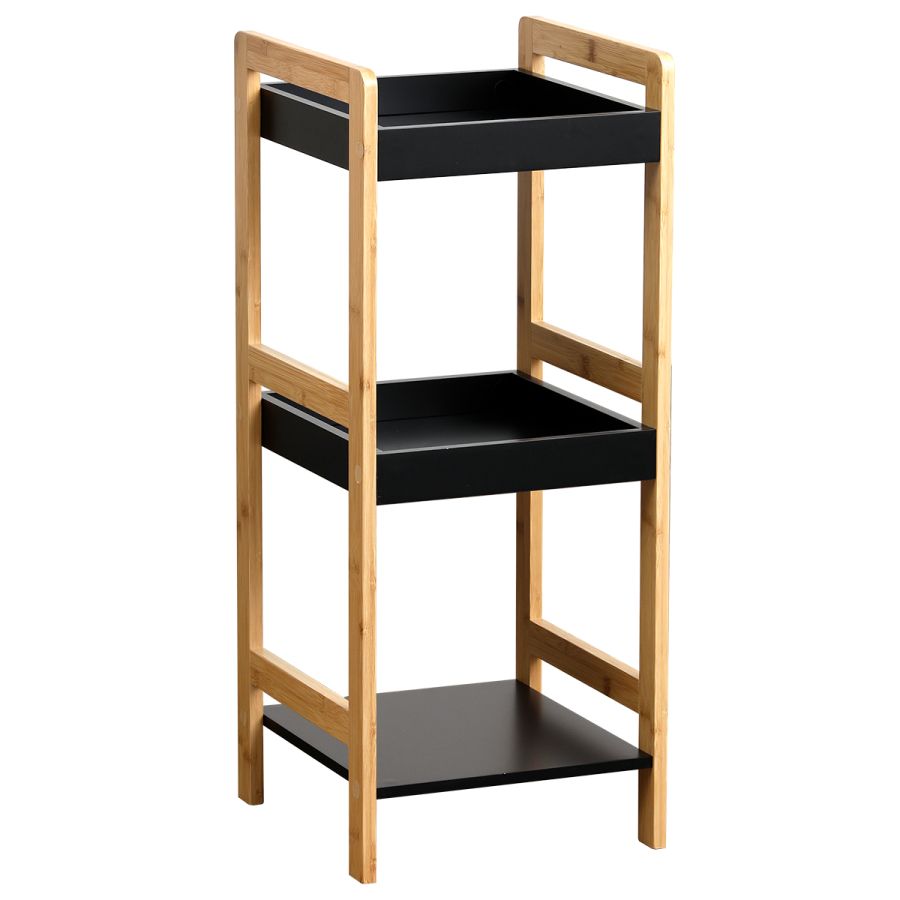 Ραφιέρα 3 θέσεων Bamboo/MDF Μπεζ/Μαύρη 33x33x80cm MRShome  DS-1145000
