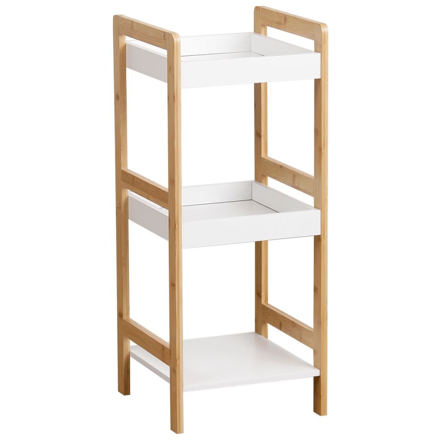 Ραφιέρα 3 θέσεων Bamboo/MDF Μπεζ/Λευκό 33x33x80cm MRShome DS-1146000