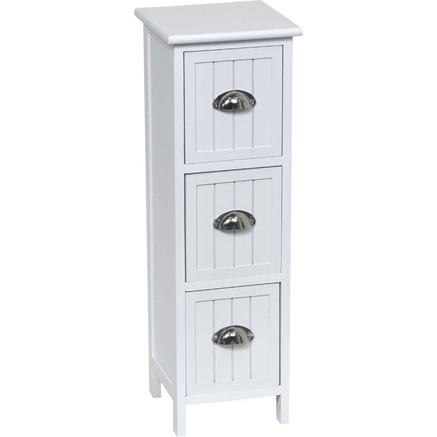 Συρταριέρα MDF με 3 Συρτάρια Λευκή 25x25x77cm MRShome  DS-1255000