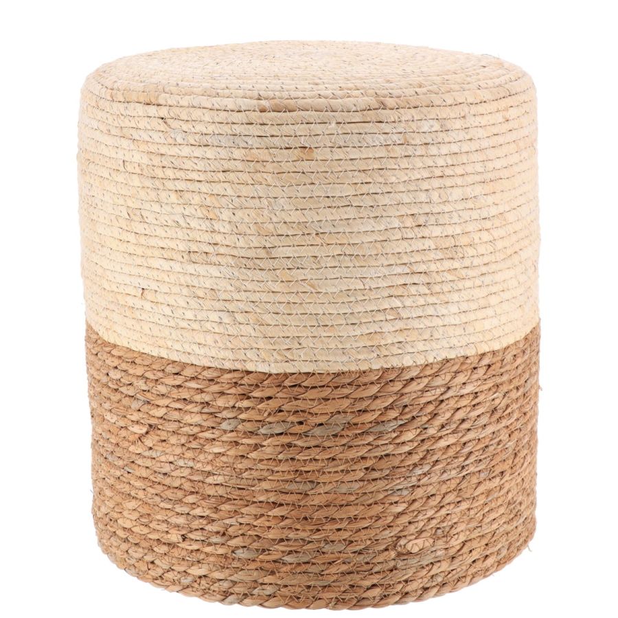 Σκαμπώ Πουφ Ξύλινο Bamboo Λευκό/Μπεζ Φ34x36cm MRShome DS-1392000