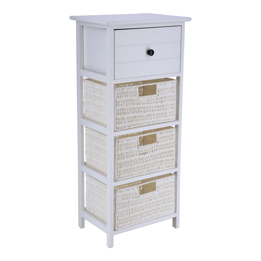 Συρταριέρα Λευκή MDF με 4 Συρτάρια 37.5x27.5x86cm MRShome  DS-2216000