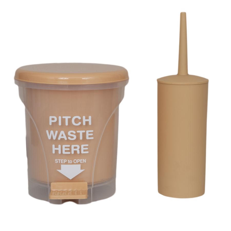 Σετ Κάδος Απορριμμάτων PITCH 5L PP Μπεζ με Πιγκάλ MRShome DS-8957BGS