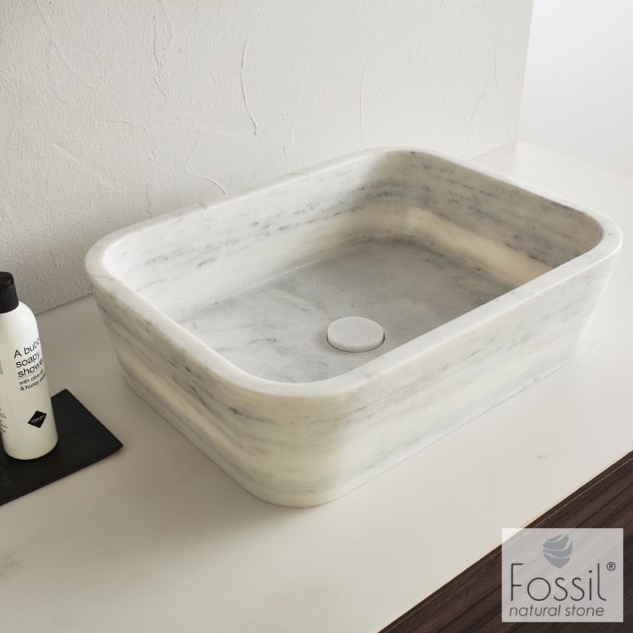 Νιπτήρας Μαρμάρινος  Gaia 60x38 h.14 Fossil Carrara Nuovo DS60-300
