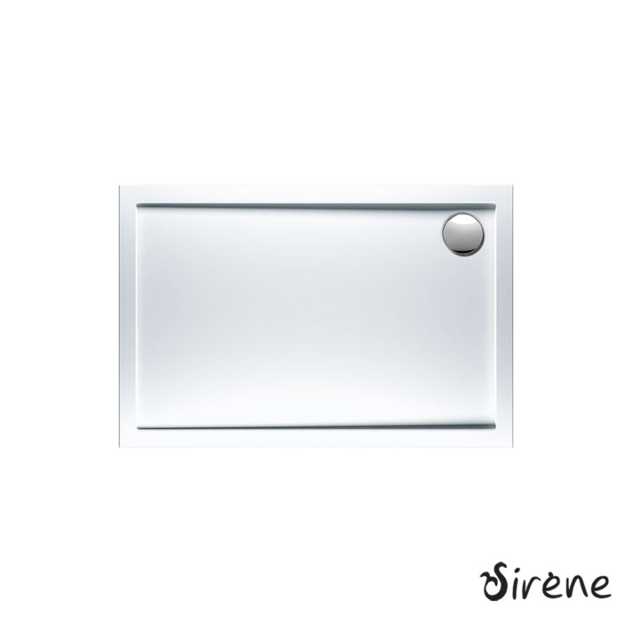 Ντουζιέρα Ακρυλική Παραλληλόγραμμη 120x80 extra-flat Φ90 Sirene White E12080-300