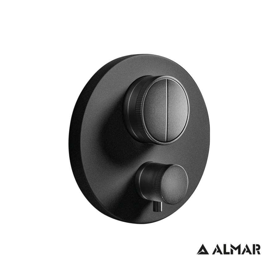 Εξωτερικό τμήμα Θερμοστατικού μίκτη εντοιχισμού 2 εξόδων "PUSH", ALMAR Black Matt E176632-400