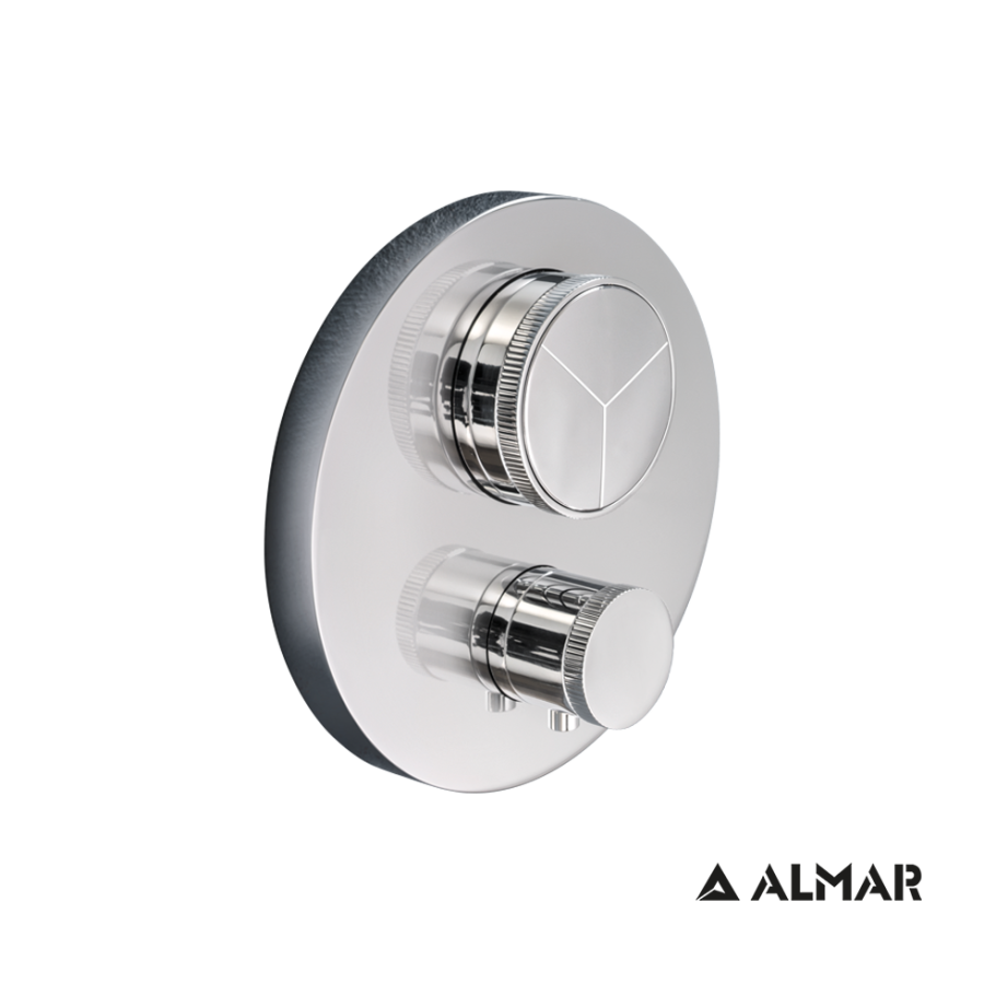 Εξωτερικό τμήμα Θερμοστατικού μίκτη εντοιχισμού 3 εξόδων "PUSH", ALMAR Chrome E176633-100