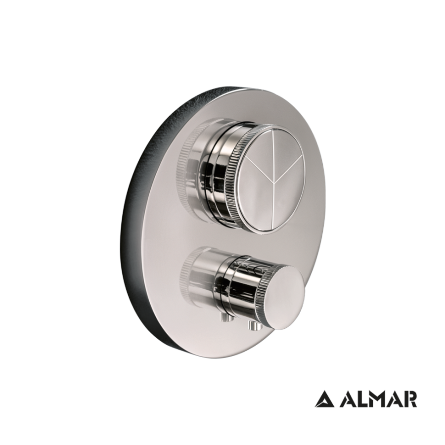Εξωτερικό τμήμα Θερμοστατικού μίκτη εντοιχισμού 3 εξόδων "PUSH", ALMAR Inox E176633-110