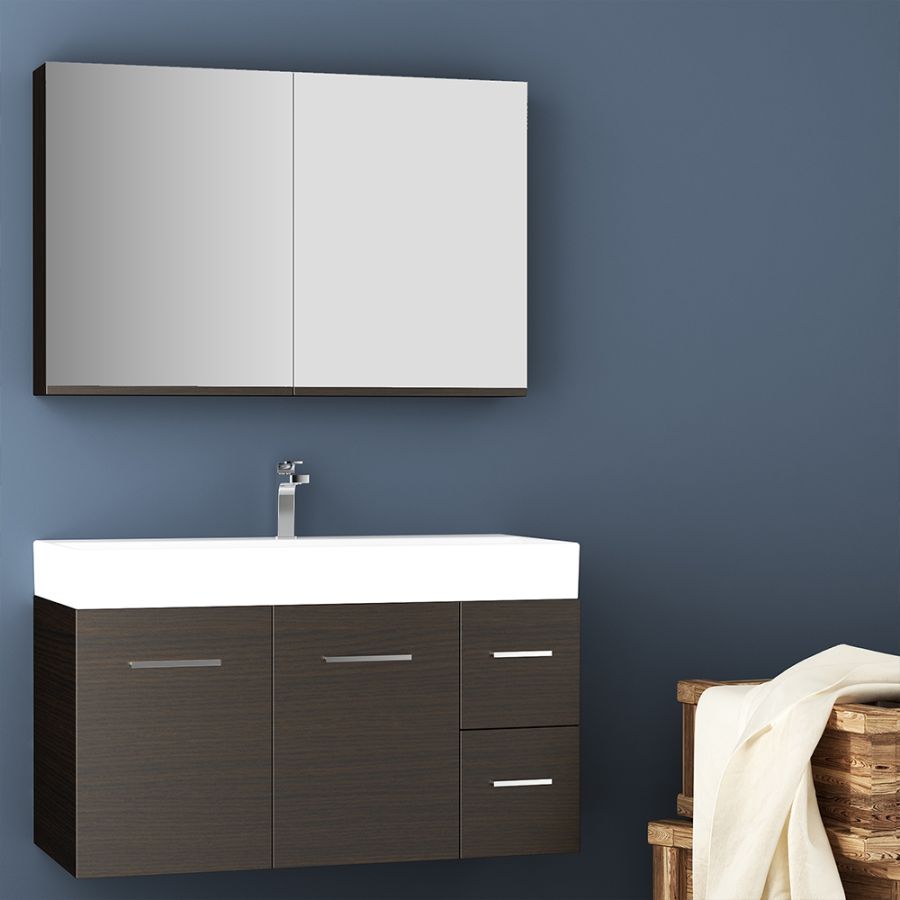 Orabella Amabile 100 με δύο Πόρτες - Κρεμαστό Έπιπλο Μπάνιου με πορσελάνινο νιπτήρα Tecla και καθρέπτη Infinity 100 F60164-70146-70109-60164