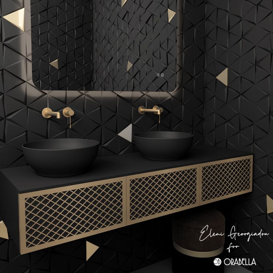 Orabella Wire 150 Μαύρο/Ροζ Χρυσό Προφίλ - Κρεμαστό Έπιπλο Μπάνιου για επικαθήμενο νιπτήρα F70188-70196