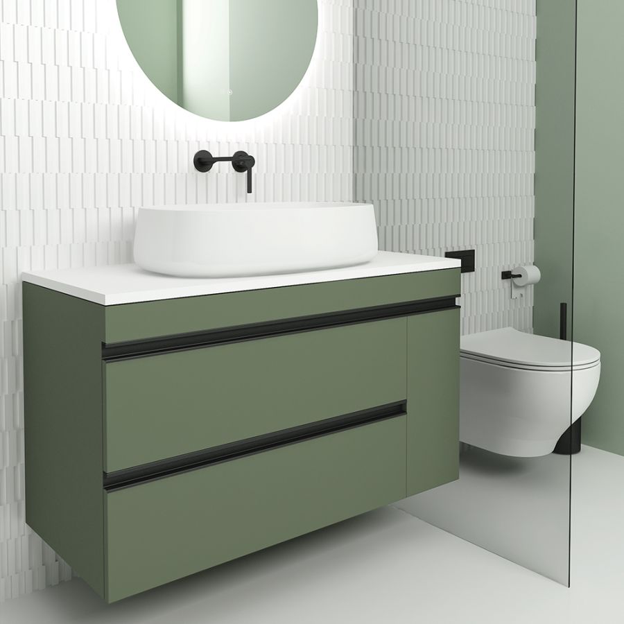 Orabella Vision 100 - Κρεμαστό Έπιπλο Μπάνιου με λευκή ματ επικάλυψη και βάση από MDF super matt δικής σας επιλογής (χωρίς καθρέπτη και νιπτήρα) F70240-70240,W-100