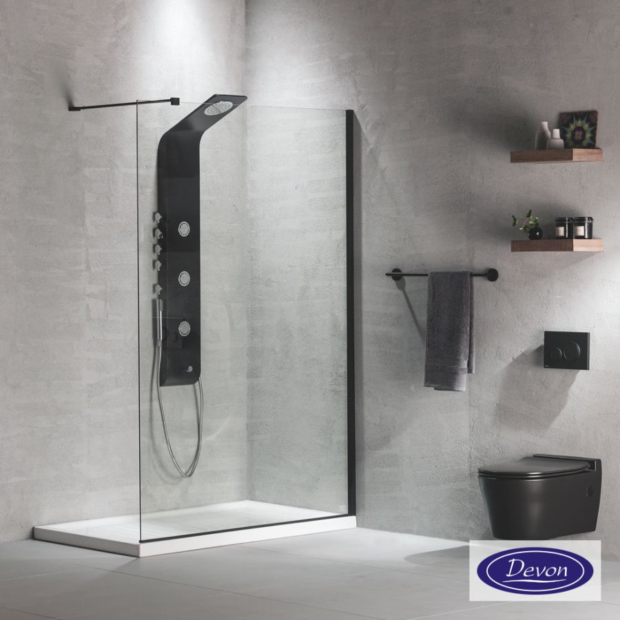 IWIS WALK-IN 67-69 H.220 DEVON CLEAN-GLASS BLACK MATT IWH70C-400