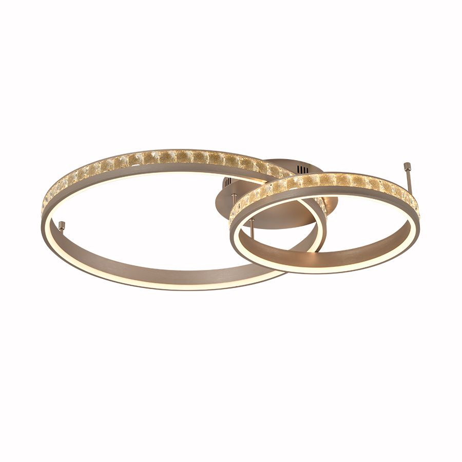 Φωτιστικό Οροφής Dark Nickel & Κρύσταλλα K9 73xH13cm Led 55w 3000K 3500lm Triac Dimmable Sun Light LUXOR-6+4 