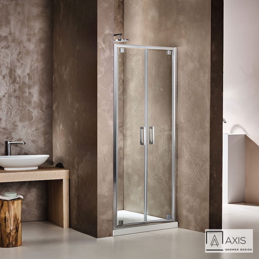 Διπλή Ανοιγόμενη πόρτα ντουζιέρας PIVOT TWIN 80 ύψους 185εκ. ρυθμιζόμενη διάσταση από 77 έως 81εκ., AXIS Clean Glass Chrome P2X80C-100