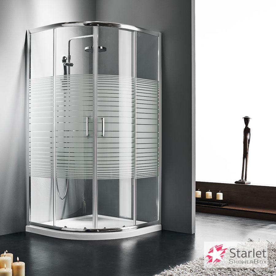 Ημικυκλική καμπίνα ντουζιέρας QUADRANT 80 (77-79εκ.), Starlet Stripes Chrome QS80S-100