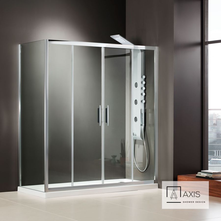 Συρόμενη διπλή πόρτα καμπίνας ντουζιέρας AXIS 180 ύψους 185εκ.  ρυθμιζόμενη από 177 έως 181εκ. Clean Glass Chrome SL2X180C-100