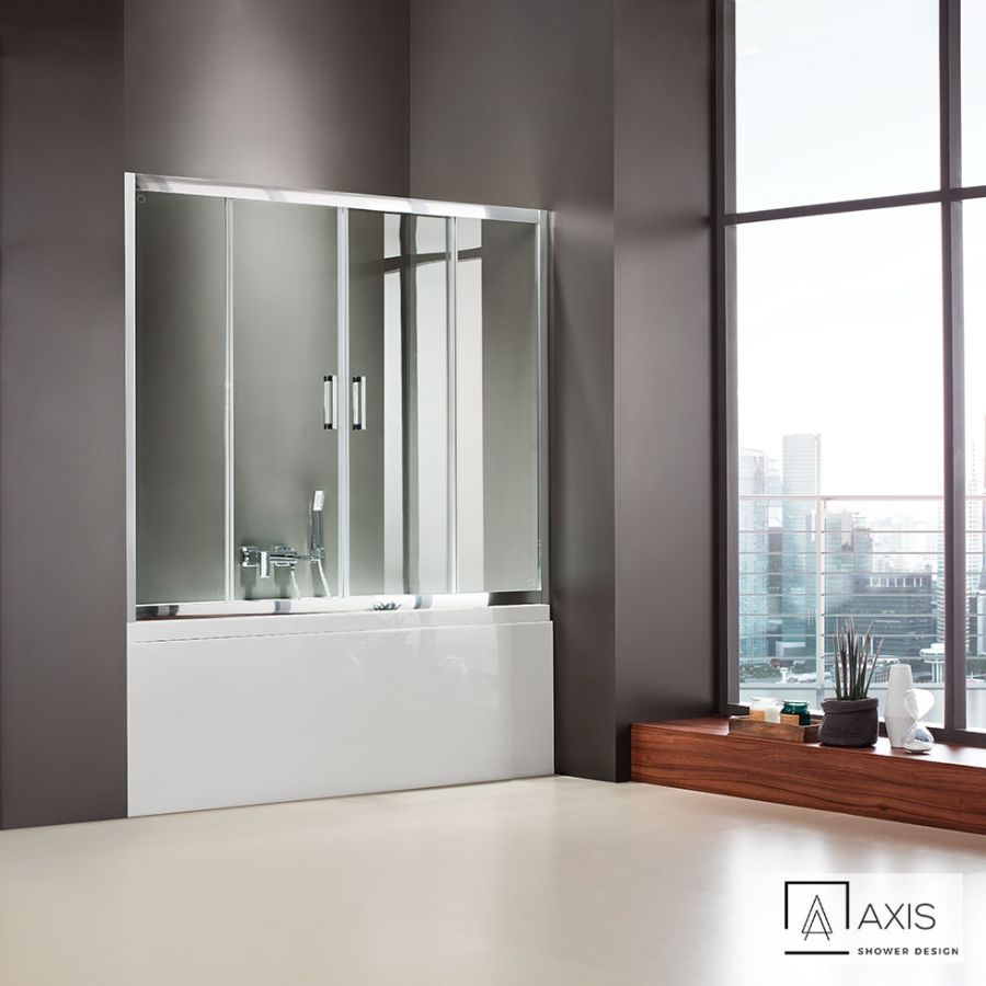 Συρόμενη διπλή πόρτα καμπίνας μπανιέρας AXIS 180 ύψους 140εκ. ρυθμιζόμενη από 177 έως 181εκ. Clear Chrome SLB2X180T-100