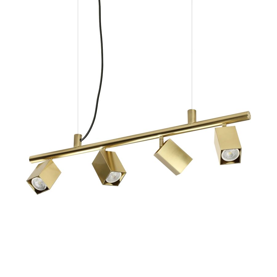 Κρεμαστό Φωτιστικό DYNAMITE SP4 SQUARE Ορείχαλκος Ideal Lux 371399