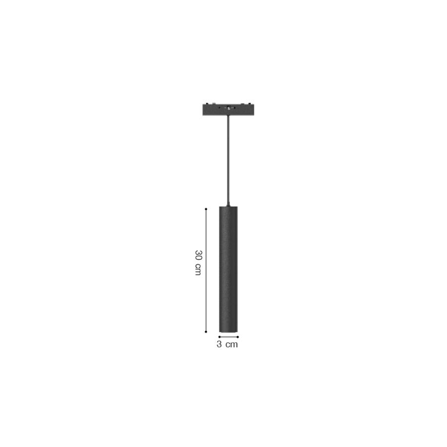 Κρεμαστό Φωτιστικό LED 6W 3CCT για Ultra-Thin μαγνητική ράγα σε μαύρη απόχρωση D:3X30cm TMU0210-Black