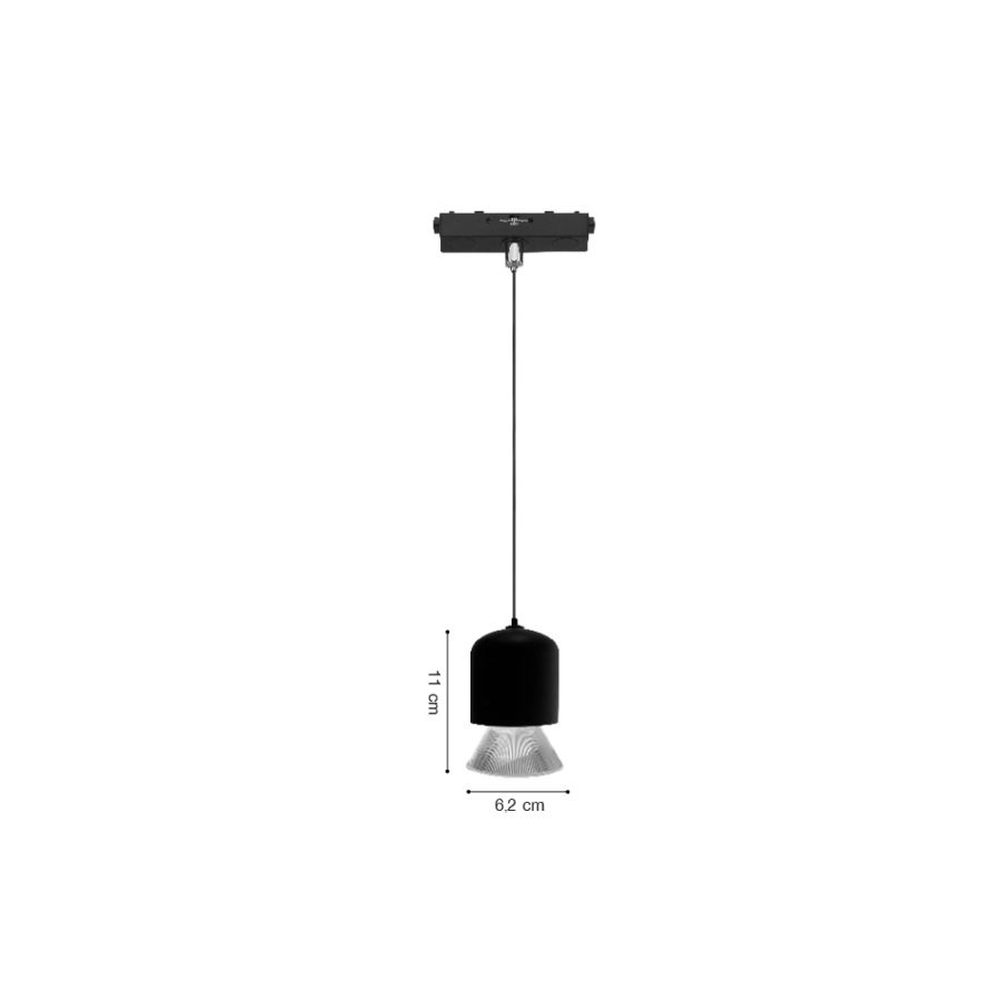 Κρεμαστό Φωτιστικό LED 7W 3CCT για Ultra-Thin μαγνητική ράγα σε μαύρη απόχρωση D:6,2X11cm TMU0250-Black