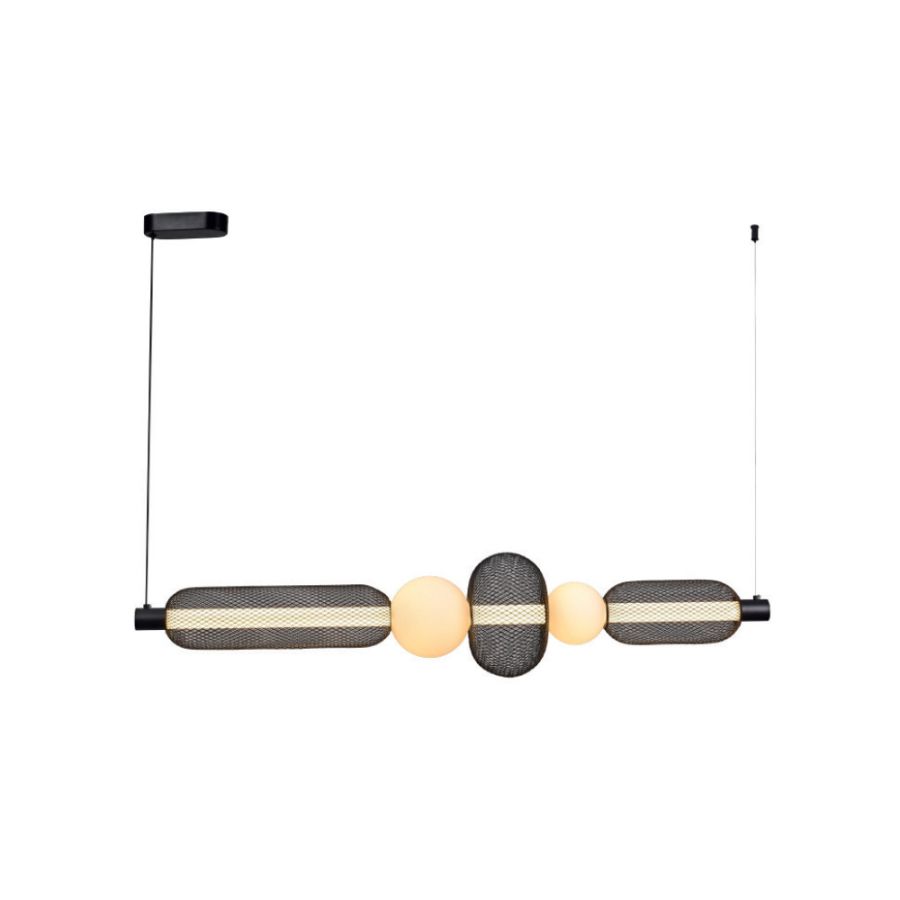 Κρεμαστό φωτιστικό από μαύρο μέταλλο και γυαλί 28W 4408LM 3000K D:1m 4073