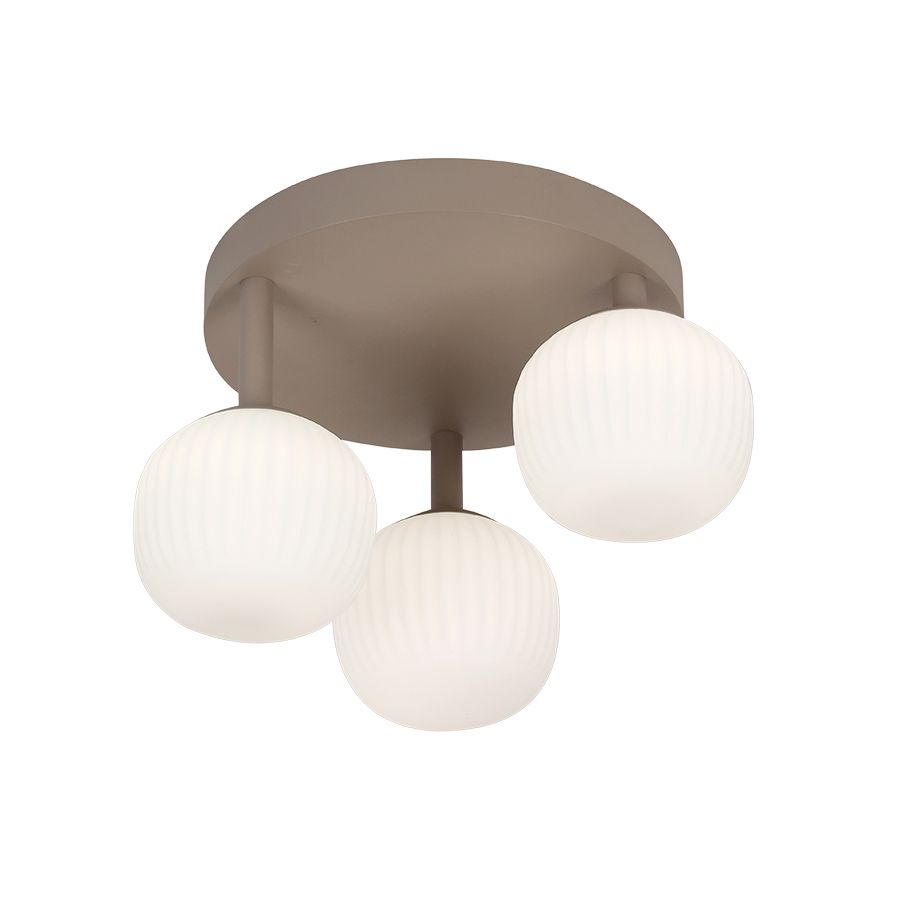 Πλαφονιέρα Φωτιστικό Οροφής Τρίφωτο 44xH28cm Led 18w 3000K 2160lm Sand Brown-Οπάλ Γυαλί Sun Light VINO-3C