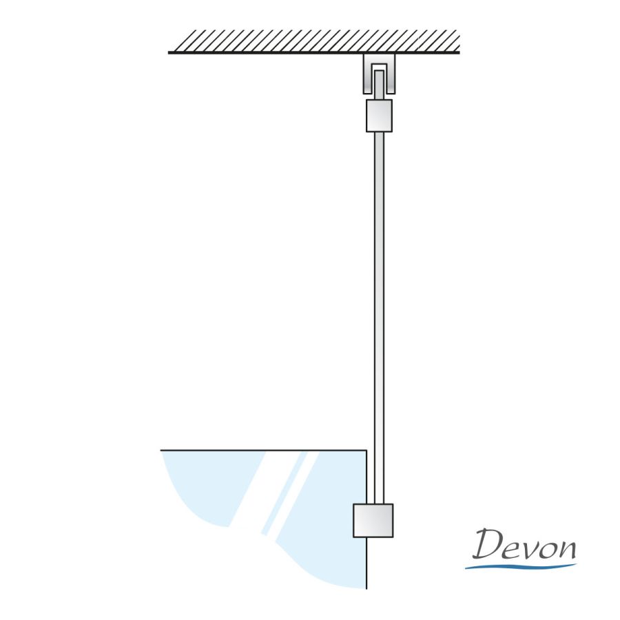 Βραχίονας Οροφής 100εκ. για στήριξη διαχωριστικού ντουζιέρας IWIS, Devon PVD Gold Brushed VSA-211
