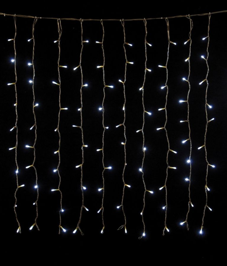 200Led 60Flash Συμμετρική Κουρτίνα Για Εσωτερική Χρήση Με Επέκταση 200 x 100(h)cm ,Με Διάφανο Καλώδιο/Λευκό Λαμπάκι (Kelvin: 6.000 - 10.000) Lianos 58848